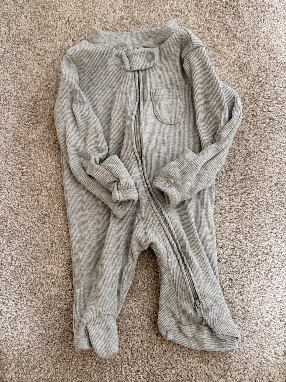 Carter’s Baby Ribbed Footed One-Piece - Light Gray